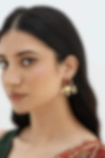 Gold Plated Faux Pearl & Semi-Precious Stone Stud Earrings by AMAMA at Pernia's Pop Up Shop