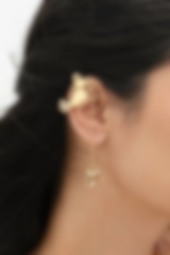 Gold Plated Faux Pearl Dangler Earrings by AMAMA at Pernia's Pop Up Shop