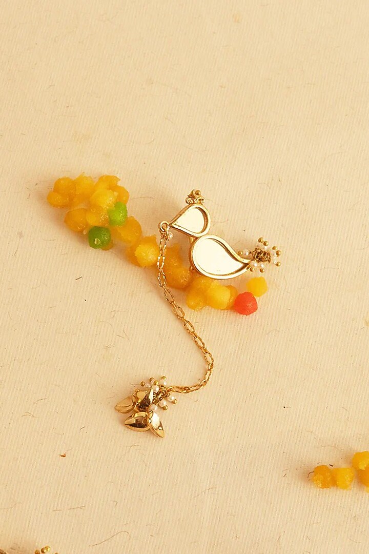 Gold Plated Faux Pearl Dangler Earrings by AMAMA at Pernia's Pop Up Shop