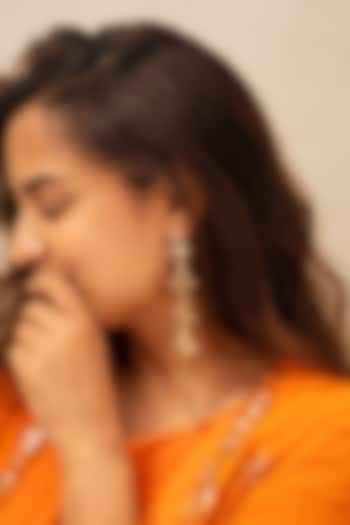 Gold Plated Faux Pearl Dangler Earrings by AMAMA at Pernia's Pop Up Shop