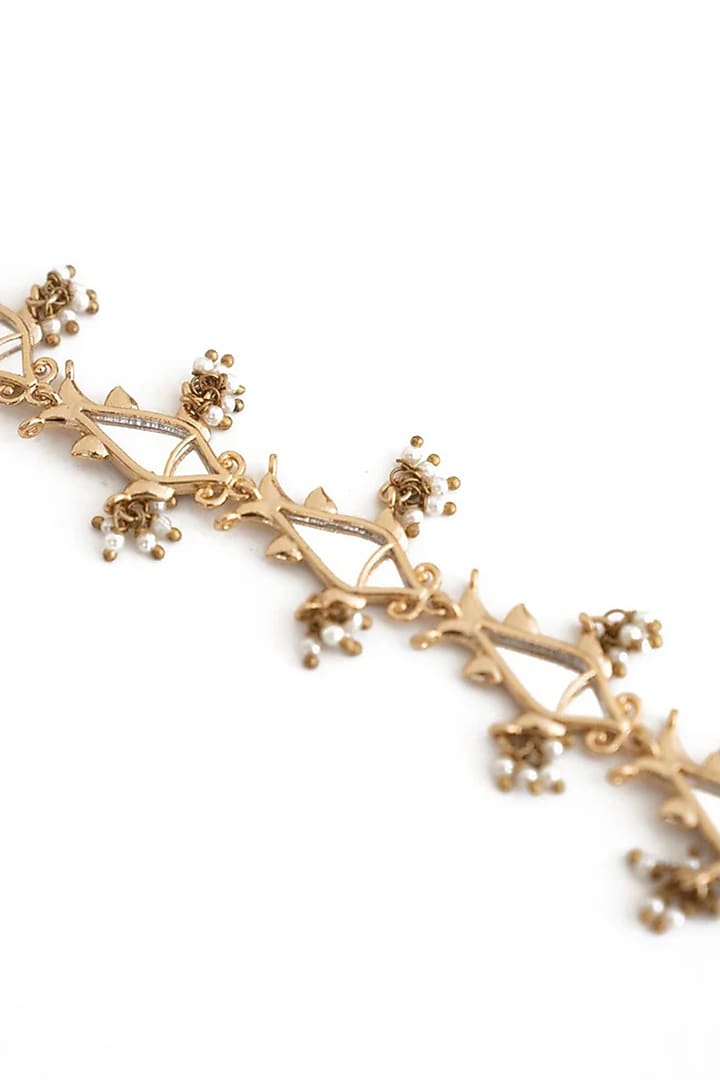 Gold Plated Faux Pearl Dangler Earrings by AMAMA at Pernia's Pop Up Shop