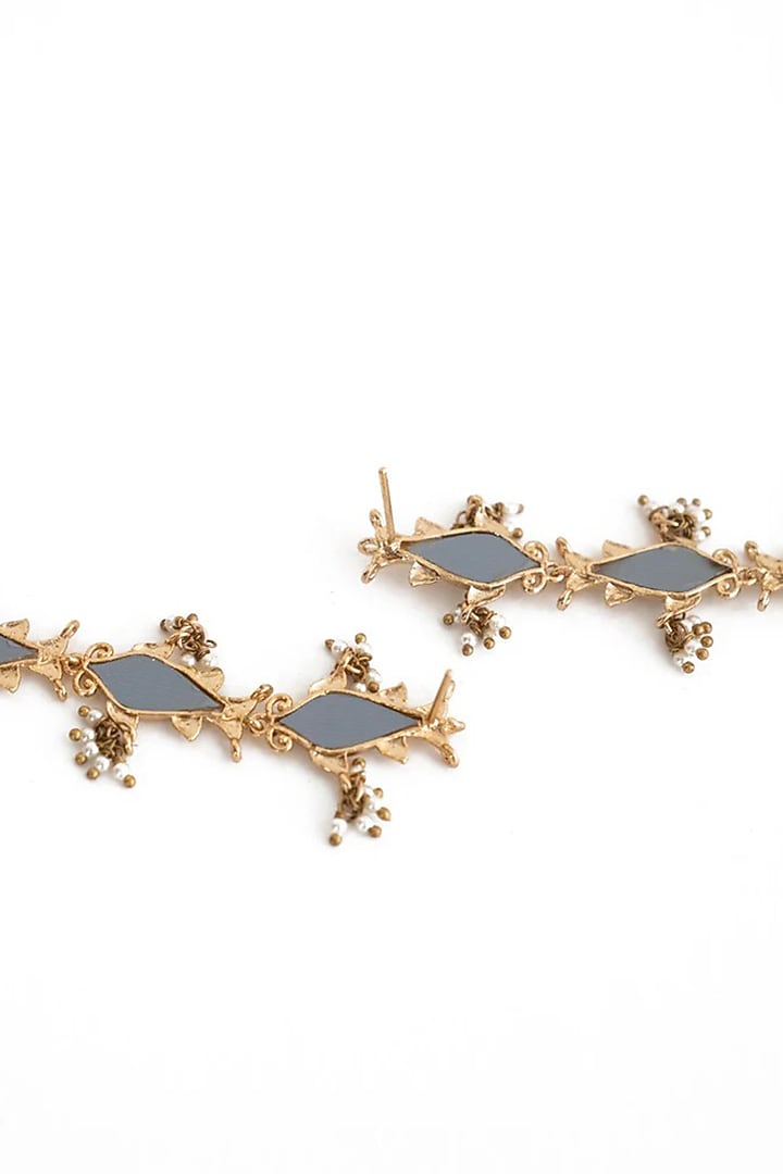 Gold Plated Faux Pearl Dangler Earrings by AMAMA at Pernia's Pop Up Shop