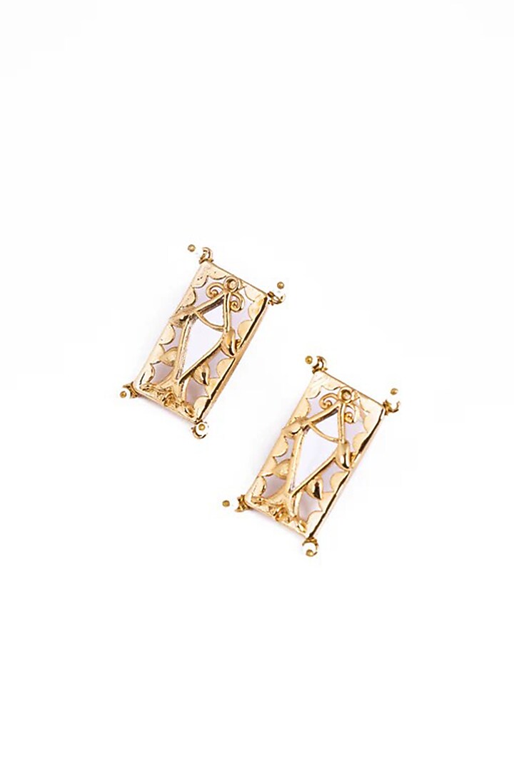 Gold Plated Faux Pearl Stud Earrings by AMAMA at Pernia's Pop Up Shop