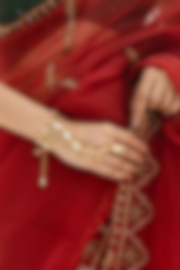 Gold Plated Faux Pearl Haathphool by AMAMA at Pernia's Pop Up Shop