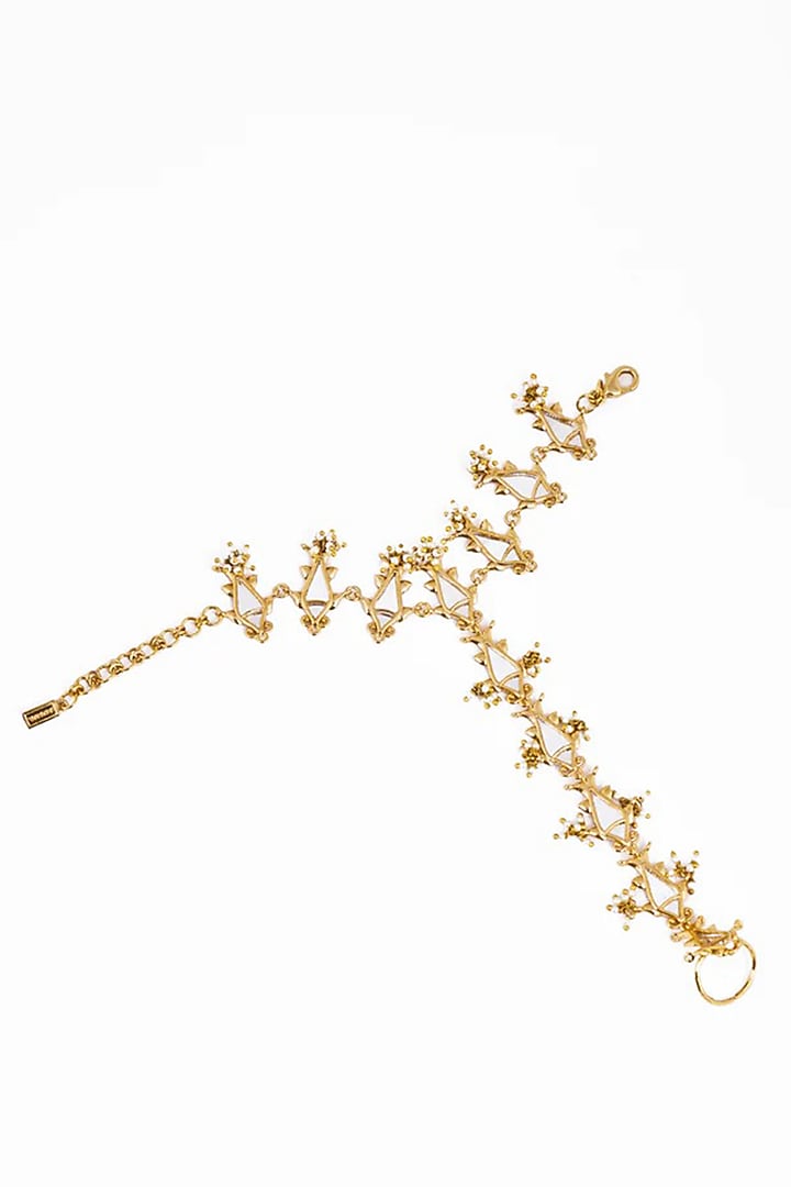 Gold Plated Faux Pearl Haathphool by AMAMA at Pernia's Pop Up Shop