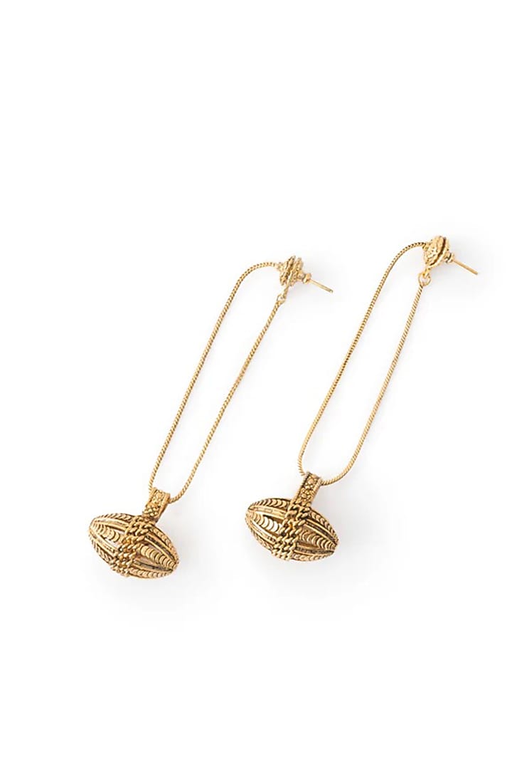 Antique Gold Plated Faux Pearl Dangler Earrings by AMAMA at Pernia's Pop Up Shop