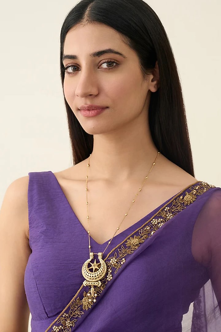 Antique Gold Plated Faux Pearl Necklace by AMAMA at Pernia's Pop Up Shop