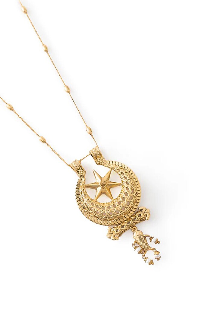 Antique Gold Plated Faux Pearl Necklace by AMAMA at Pernia's Pop Up Shop