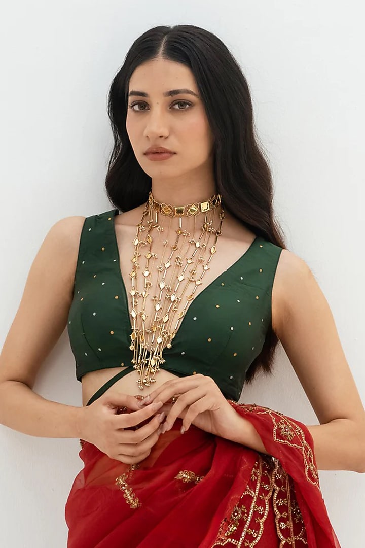 Gold Plated Faux Pearl & Semi-Precious Stone Necklace by AMAMA at Pernia's Pop Up Shop