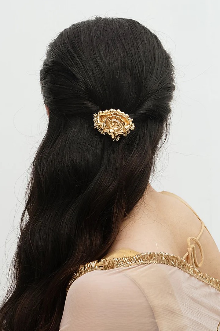 Gold Plated Faux Pearl Hair Accessory by AMAMA at Pernia's Pop Up Shop