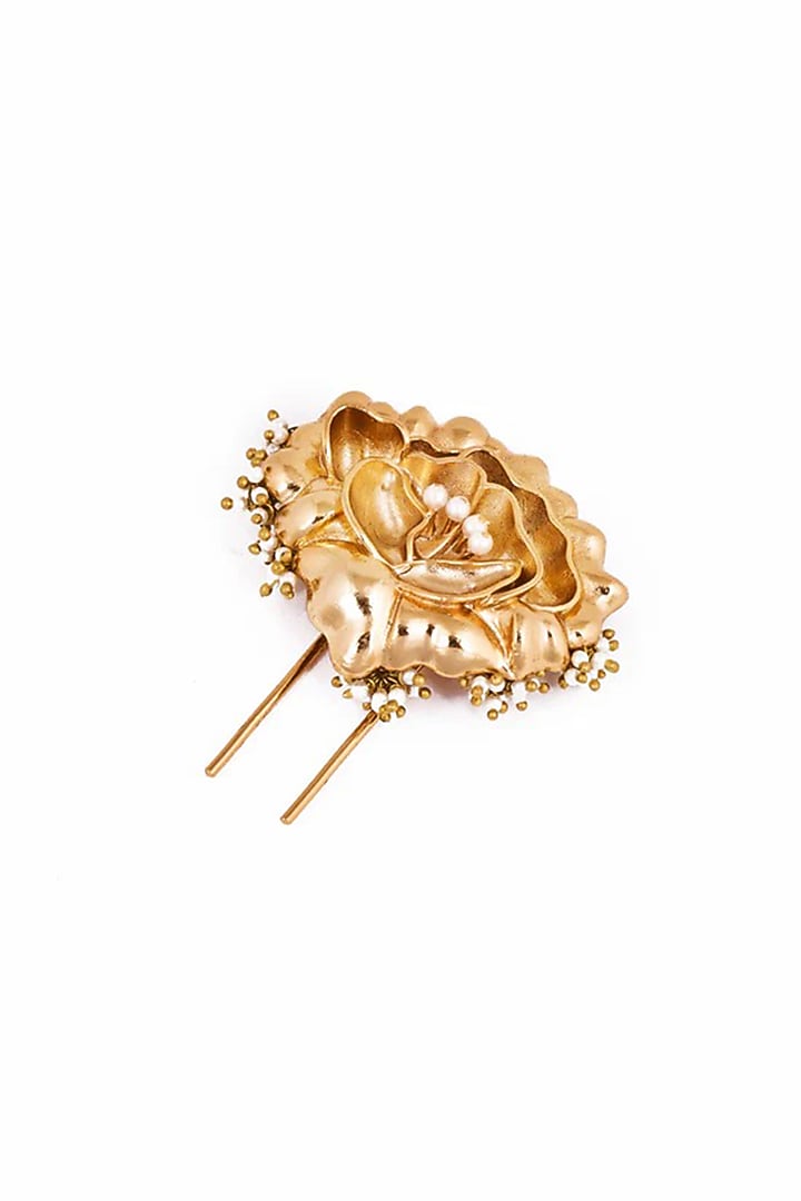 Gold Plated Faux Pearl Hair Accessory by AMAMA at Pernia's Pop Up Shop