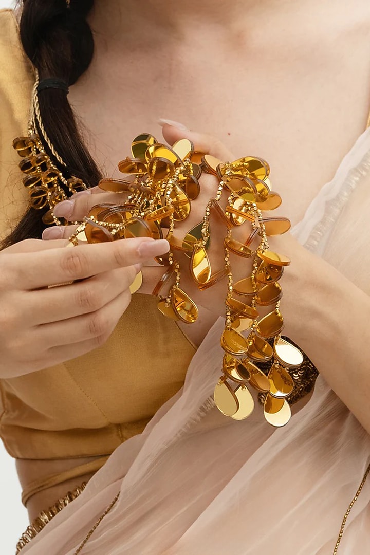 Gold Finish Zari Thread & Acrylic Parandi by AMAMA at Pernia's Pop Up Shop