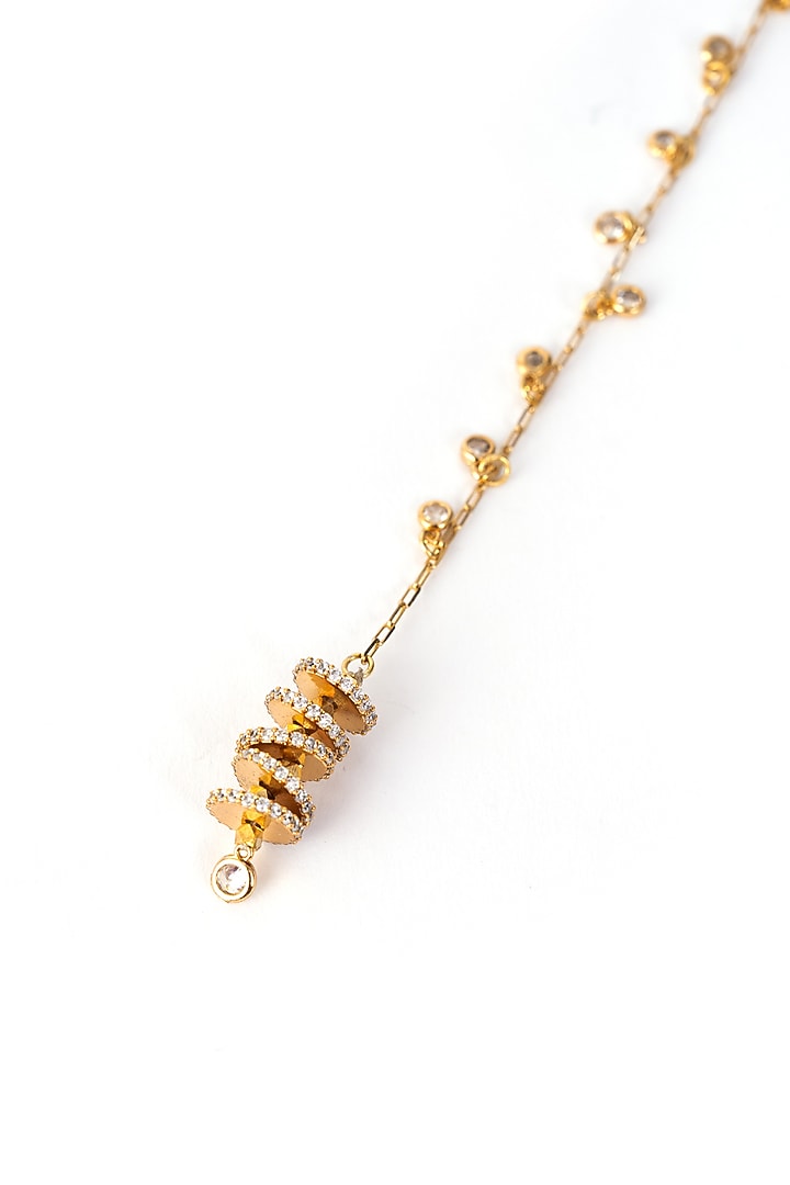 Gold Finish Cubic Zirconia Lariat Necklace by AMAMA at Pernia's Pop Up Shop