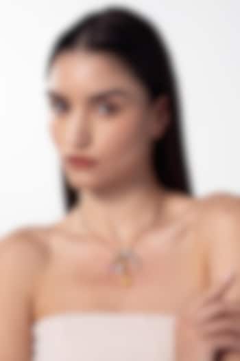Gold Finish Multi-Colored Cubic Zirconia Faith Charm Necklace by AMAMA at Pernia's Pop Up Shop