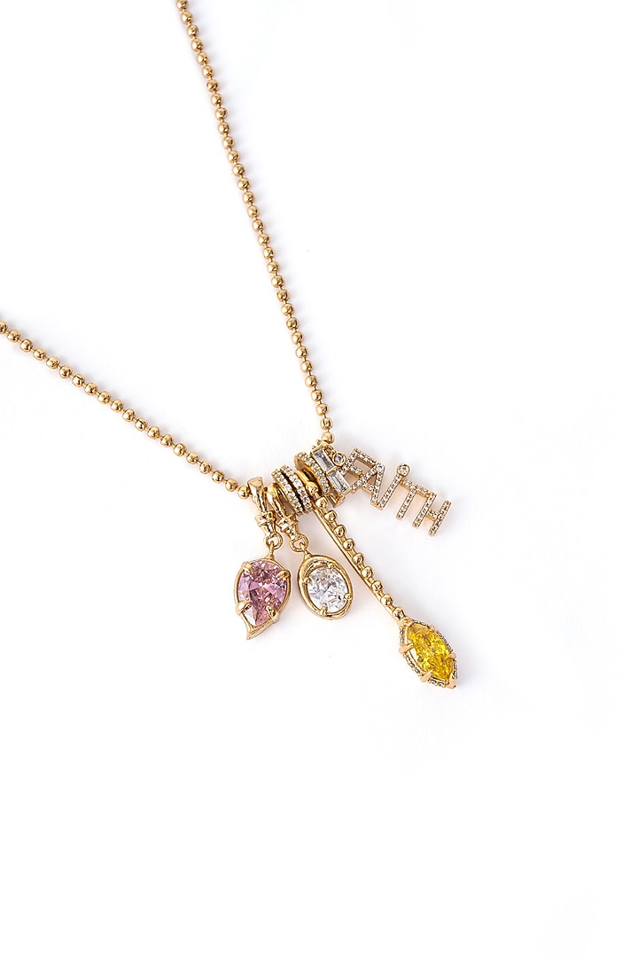 Gold Finish Multi-Colored Cubic Zirconia Faith Charm Necklace by AMAMA at Pernia's Pop Up Shop