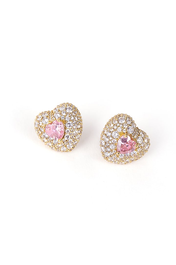 Gold Finish Cubic Zirconia Cloudburst Stud Earrings by AMAMA at Pernia's Pop Up Shop
