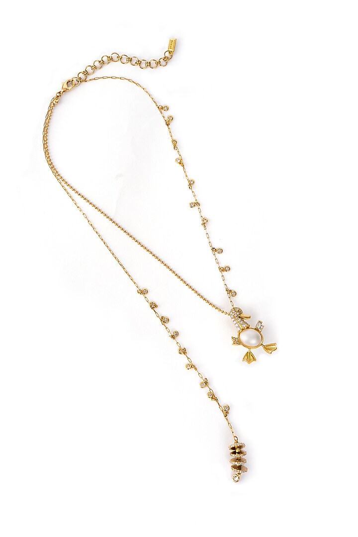 Gold Finish Cubic Zirconia Ducklet Necklace by AMAMA at Pernia's Pop Up Shop