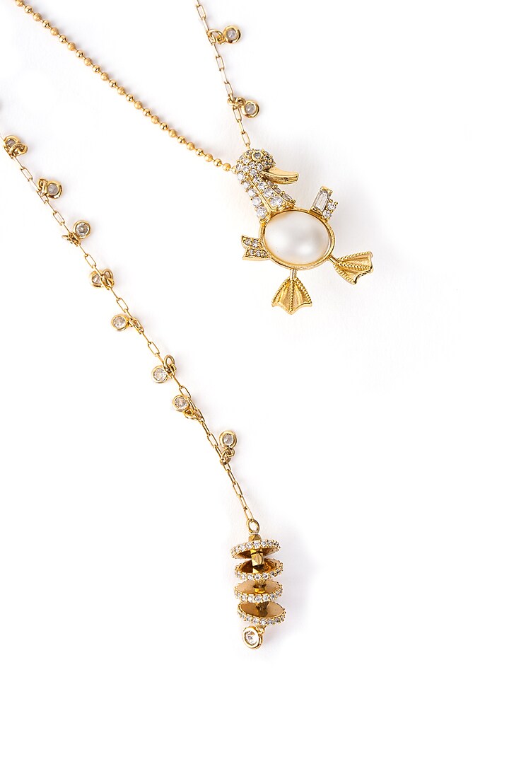 Gold Finish Cubic Zirconia Ducklet Necklace by AMAMA at Pernia's Pop Up Shop