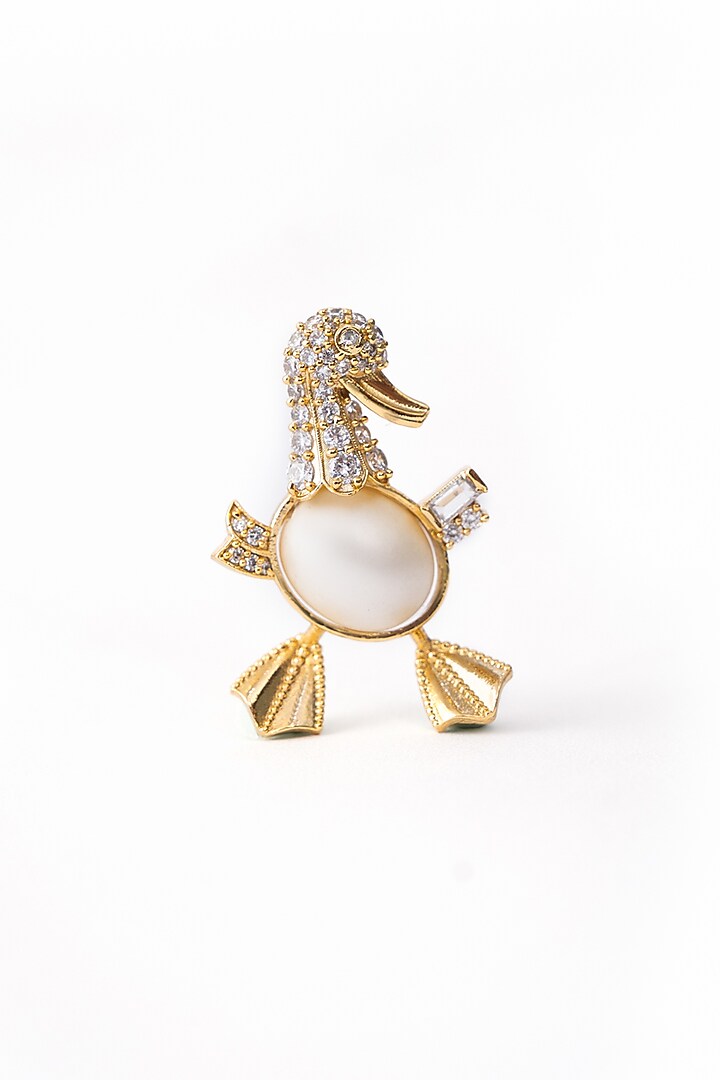 Gold Finish Cubic Zirconia Ducklet Necklace by AMAMA at Pernia's Pop Up Shop