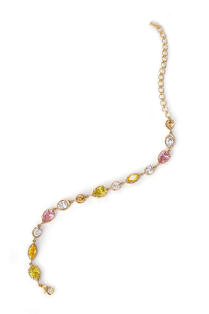 Gold Finish Multi-Colored Cubic Zirconia Linear Choker Necklace by AMAMA at Pernia's Pop Up Shop