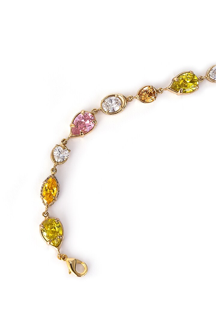 Gold Finish Multi-Colored Cubic Zirconia Linear Choker Necklace by AMAMA at Pernia's Pop Up Shop