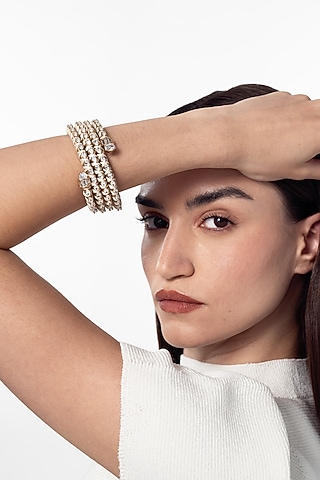Gold Finish Cubic Zirconia Firework Wristwrap by AMAMA