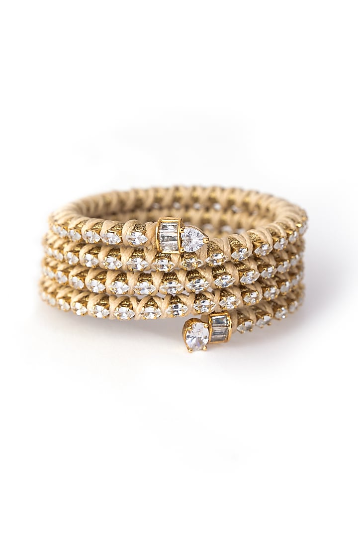 Gold Finish Cubic Zirconia Firework Wristwrap by AMAMA at Pernia's Pop Up Shop
