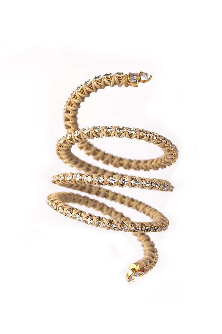 Gold Finish Cubic Zirconia Firework Wristwrap by AMAMA at Pernia's Pop Up Shop