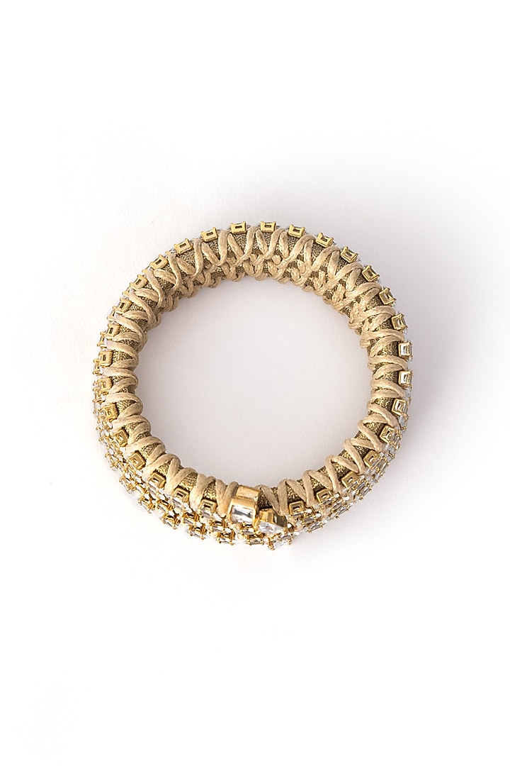 Gold Finish Cubic Zirconia Firework Wristwrap by AMAMA at Pernia's Pop Up Shop