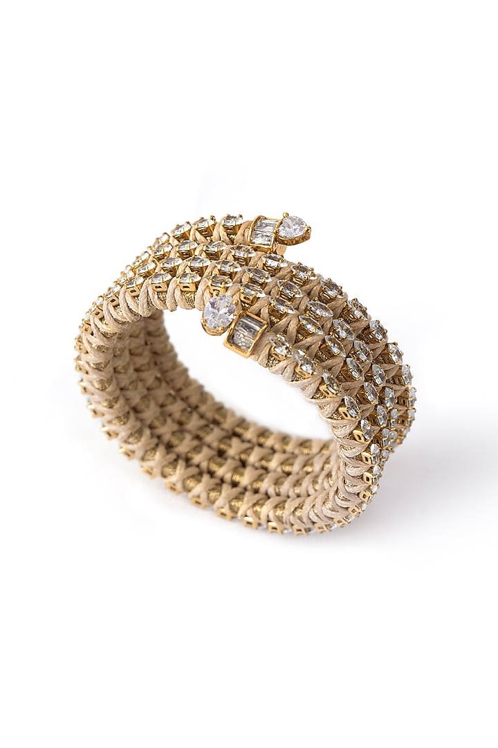 Gold Finish Cubic Zirconia Firework Wristwrap by AMAMA at Pernia's Pop Up Shop