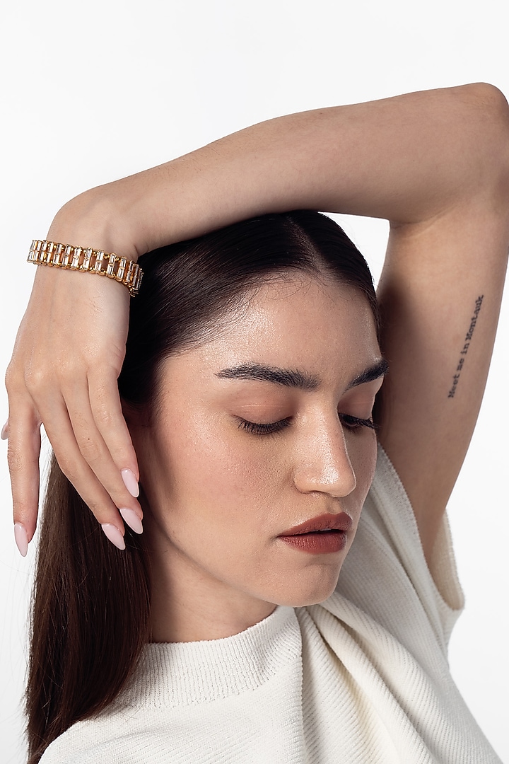 Gold Finish Cubic Zirconia Firework Trail Bracelet by AMAMA at Pernia's Pop Up Shop