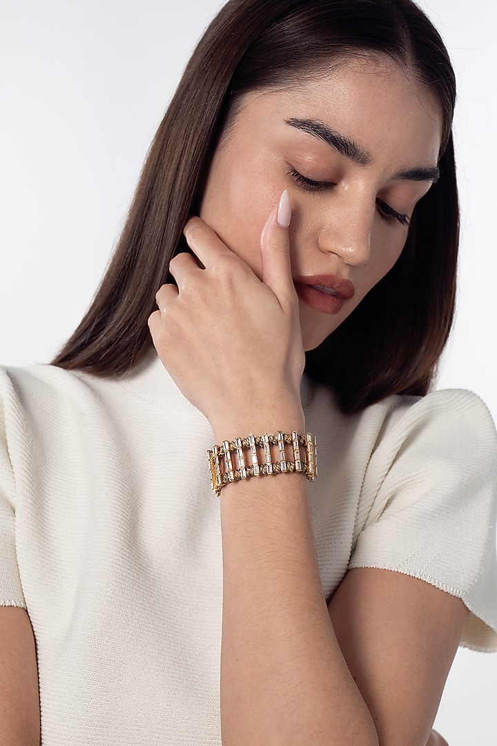 Gold Finish Zari & Cotton Thread Cupid's braid Openable Bracelet by AMAMA at Pernia's Pop Up Shop