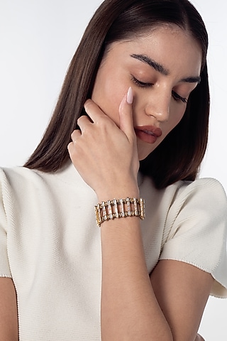 Gold Finish Zari & Cotton Thread Cupid's braid Openable Bracelet by AMAMA