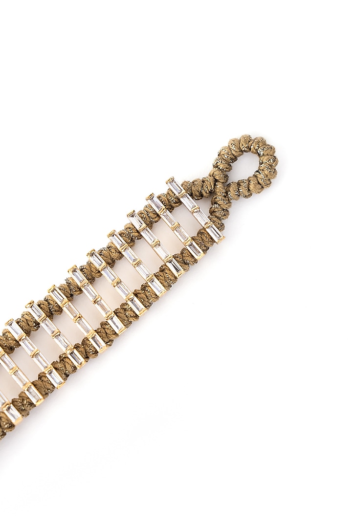 Gold Finish Zari & Cotton Thread Cupid's braid Openable Bracelet by AMAMA at Pernia's Pop Up Shop