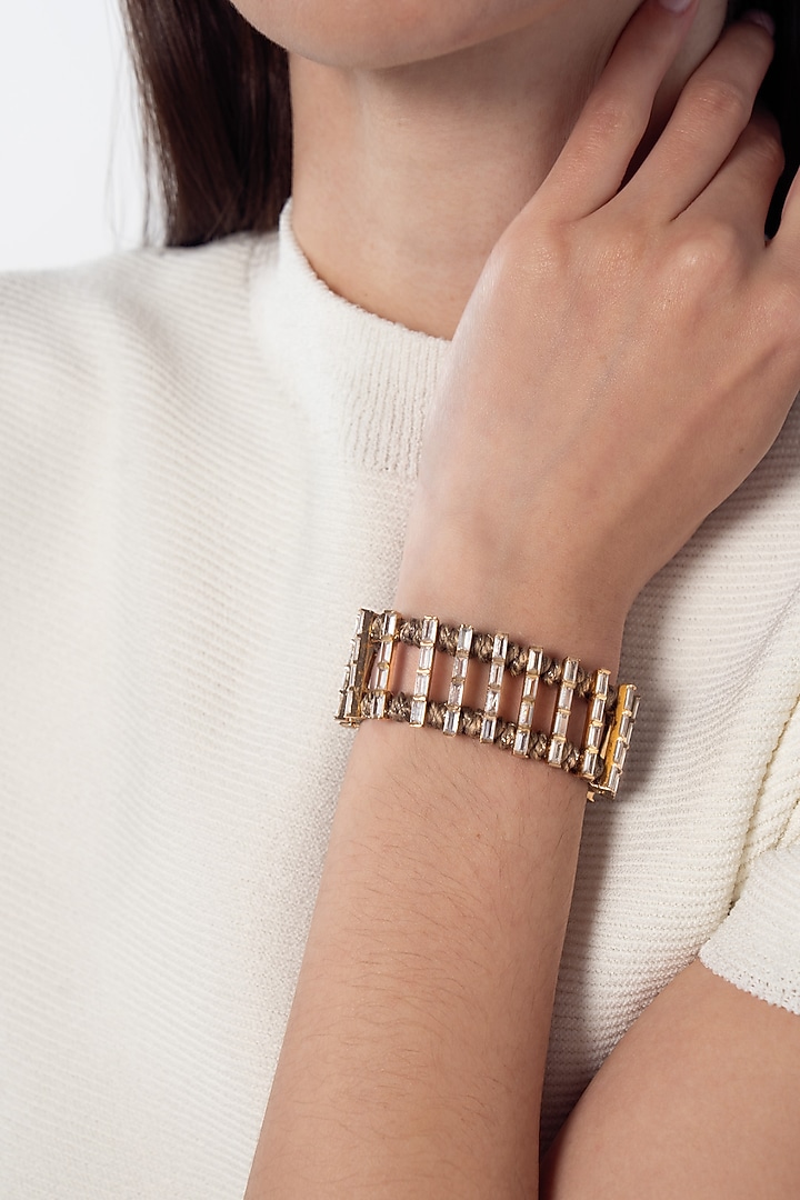 Gold Finish Zari & Cotton Thread Cupid's braid Openable Bracelet by AMAMA at Pernia's Pop Up Shop