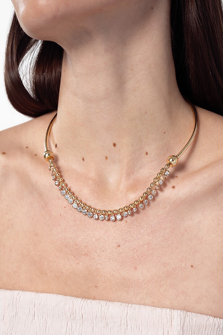 Gold Finish Cubic Zirconia Cloudburst Necklace by AMAMA at Pernia's Pop Up Shop