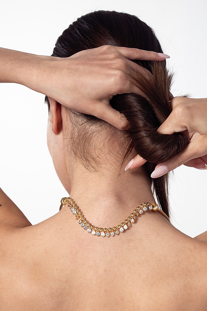 Gold Finish Cubic Zirconia Cloudburst Necklace by AMAMA at Pernia's Pop Up Shop