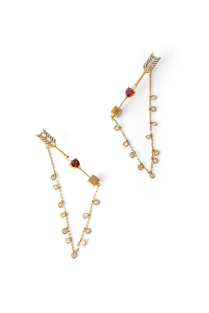 Gold Finish Cubic Zirconia Ear Crawler Earrings by AMAMA at Pernia's Pop Up Shop