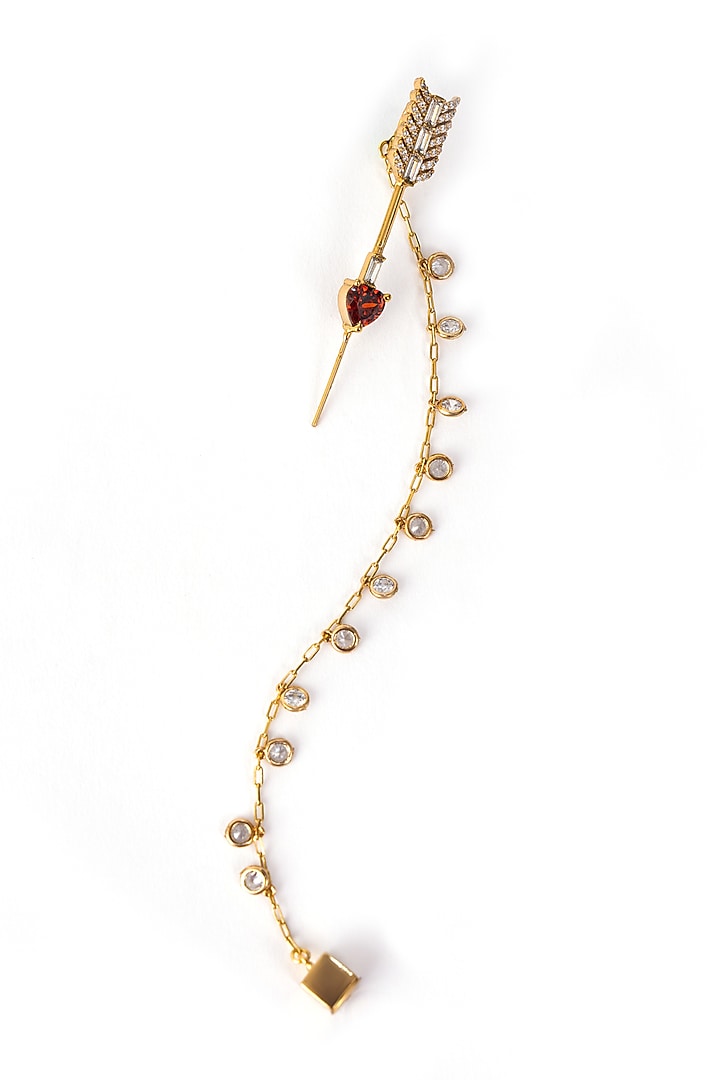 Gold Finish Cubic Zirconia Ear Crawler Earrings by AMAMA at Pernia's Pop Up Shop