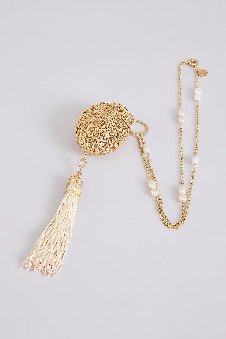 Gold Brass Oval-Shaped Clutch by AMAMA at Pernia's Pop Up Shop
