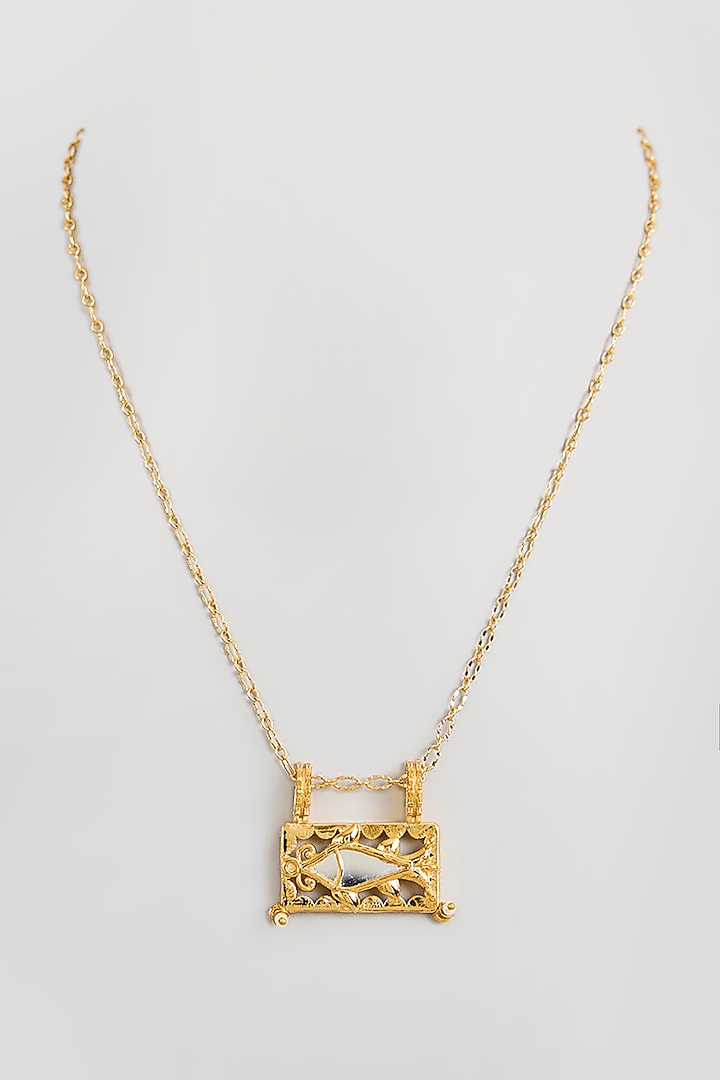 Gold Finish Zari Thread & Acrylic Necklace by AMAMA at Pernia's Pop Up Shop