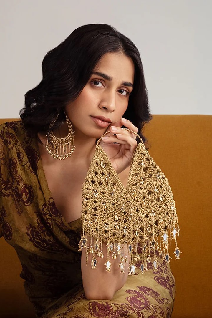 Gold Plated Faux Pearl Handbag by AMAMA at Pernia's Pop Up Shop