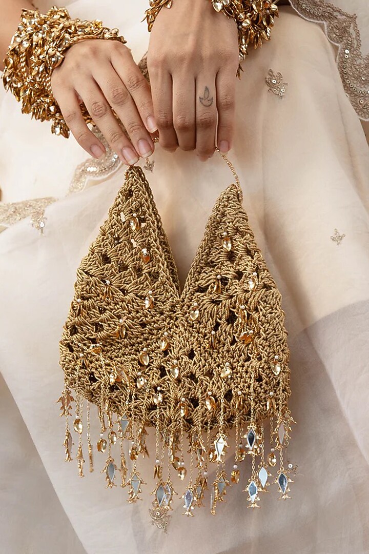 Gold Plated Faux Pearl Handbag by AMAMA at Pernia's Pop Up Shop