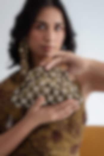 Gold Korean Velvet & Suede Zari Embroidered Bag by AMAMA at Pernia's Pop Up Shop