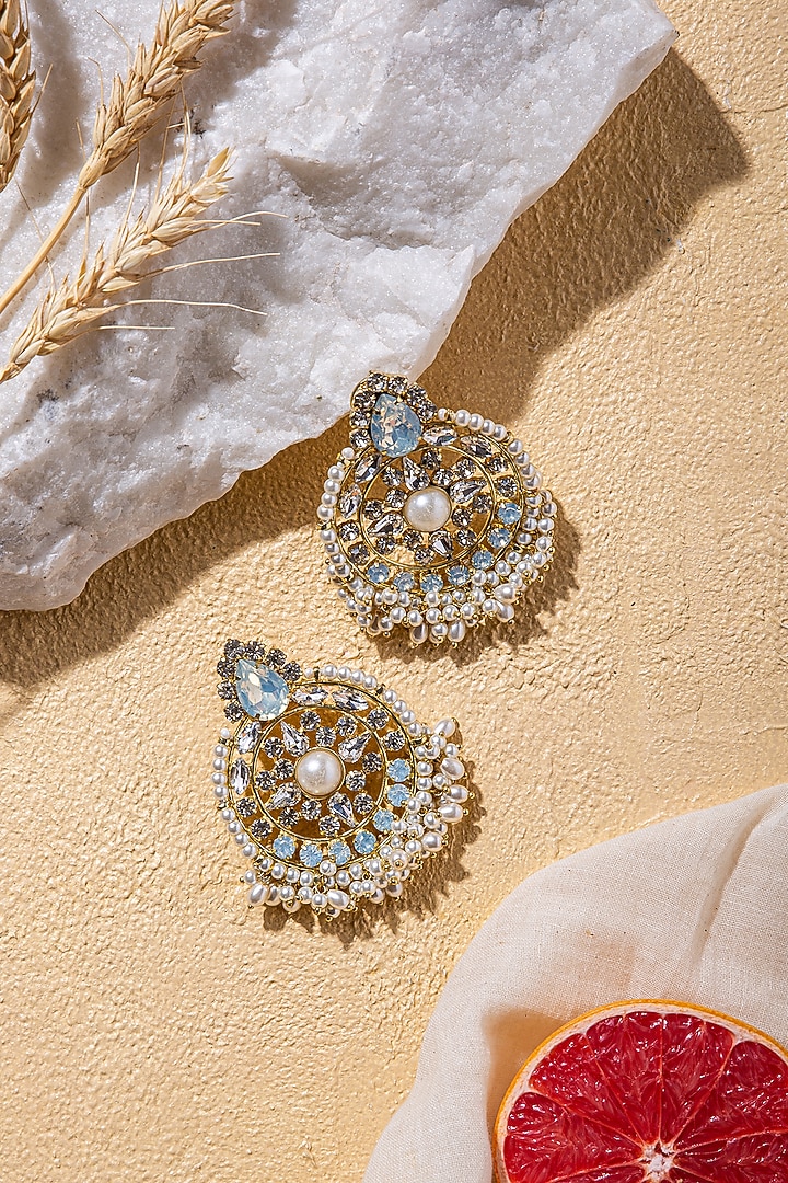 White Embroidered Earrings by AMAMA at Pernia's Pop Up Shop