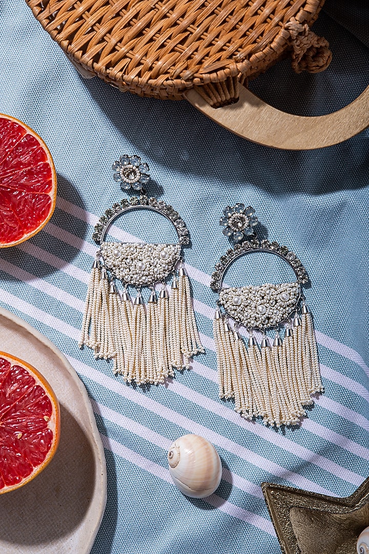 White Brass Dangler Earring by AMAMA at Pernia's Pop Up Shop