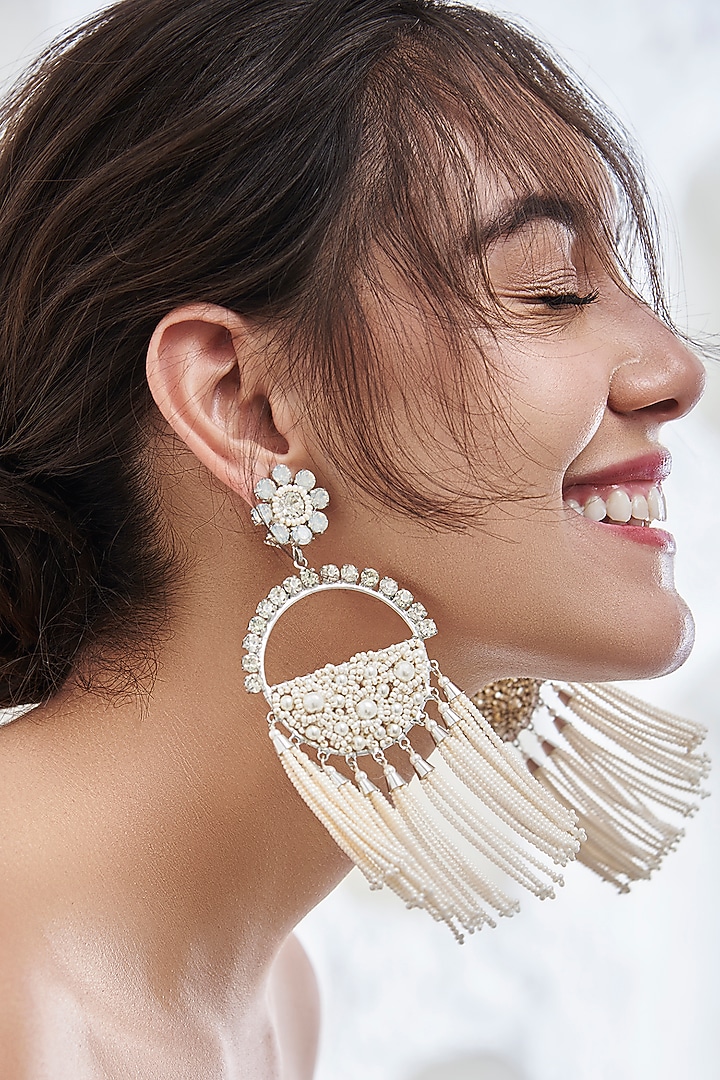 White Brass Dangler Earring by AMAMA at Pernia's Pop Up Shop