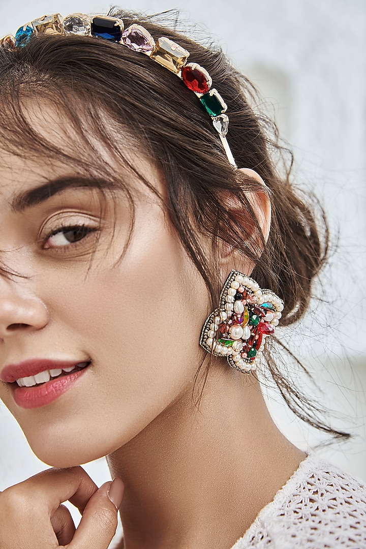 Multi Colored Embroidered Hair Band by AMAMA at Pernia's Pop Up Shop