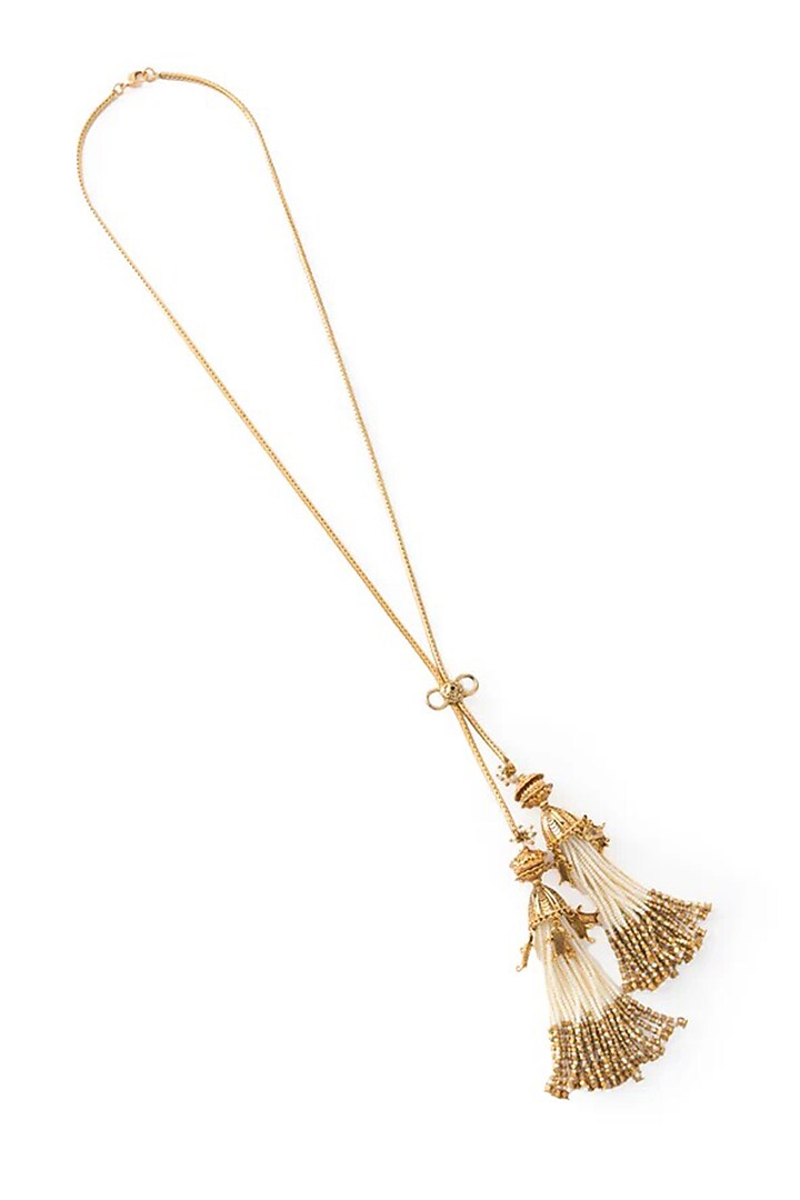 Antique Gold Plated Faux Pearl Necklace by AMAMA at Pernia's Pop Up Shop