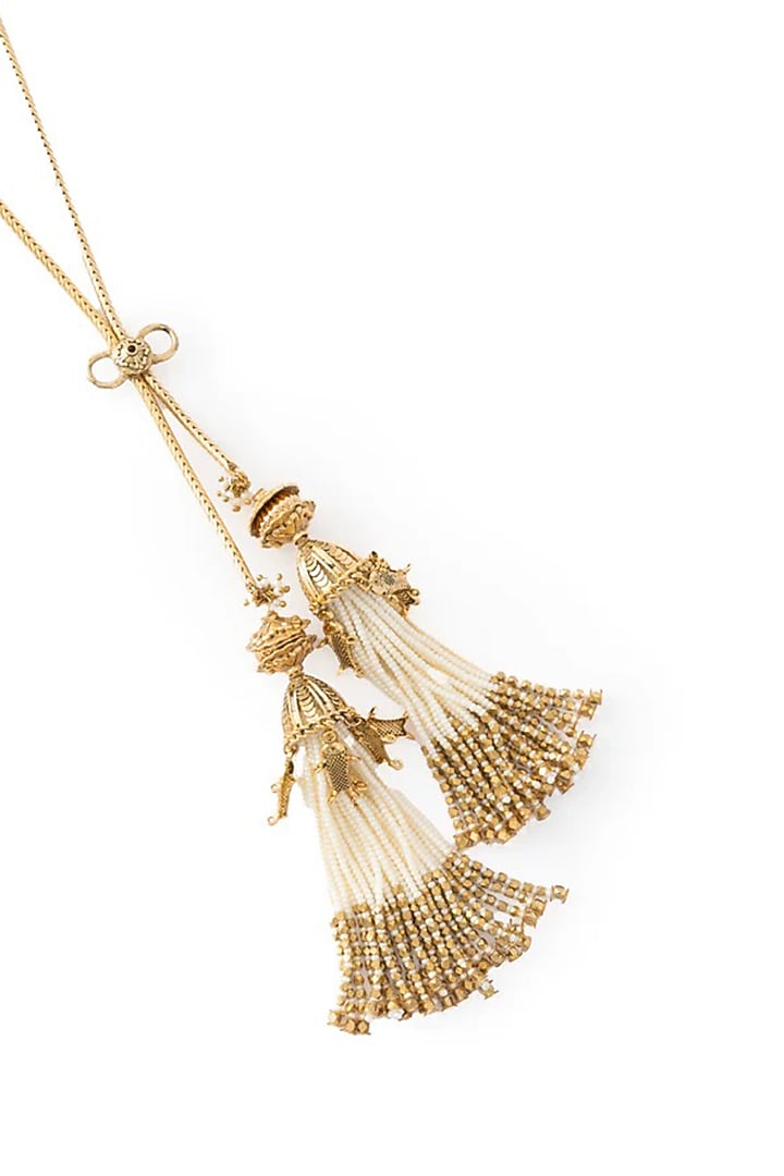 Antique Gold Plated Faux Pearl Necklace by AMAMA at Pernia's Pop Up Shop